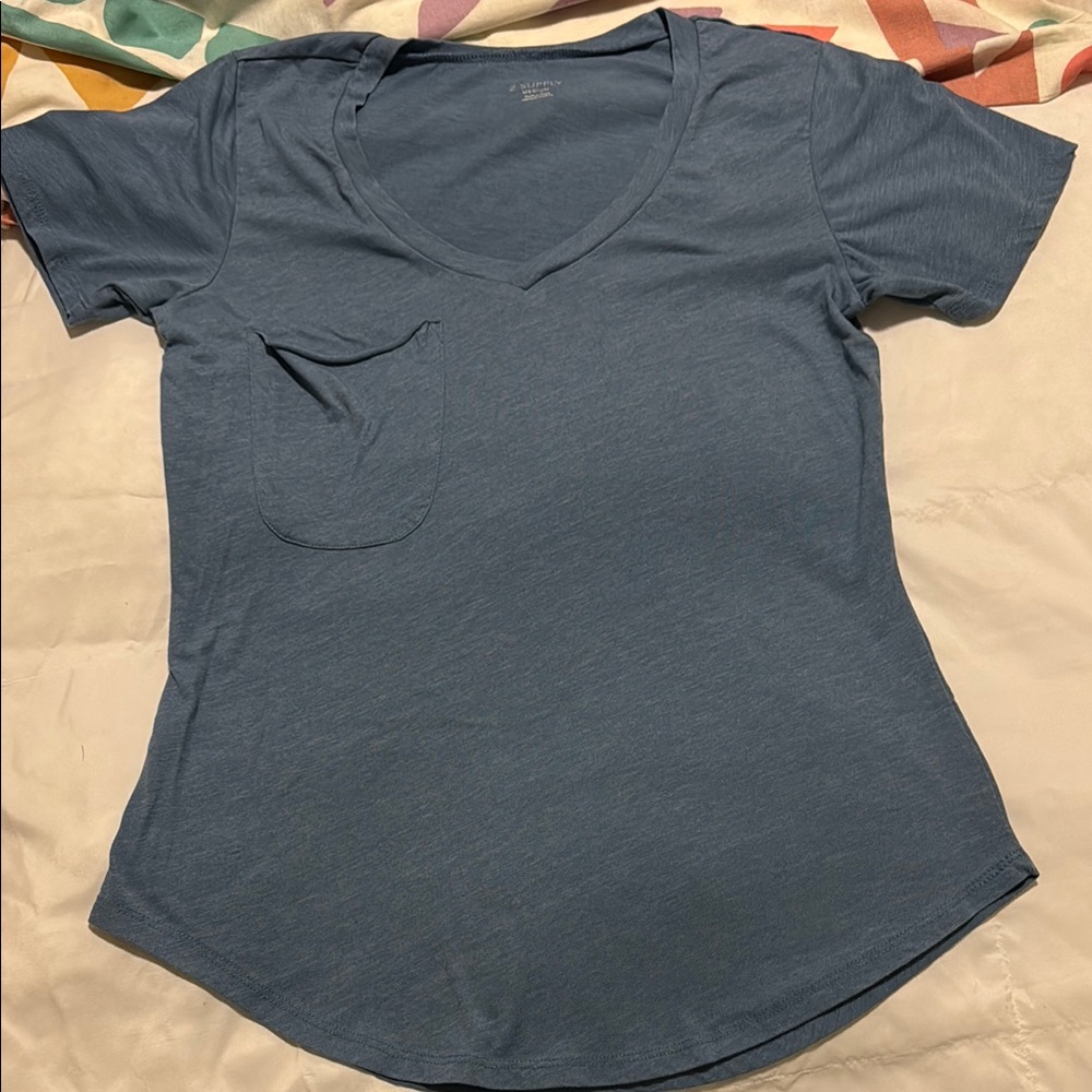 Women's Z Supply Light Blue Pocket T-Shirt